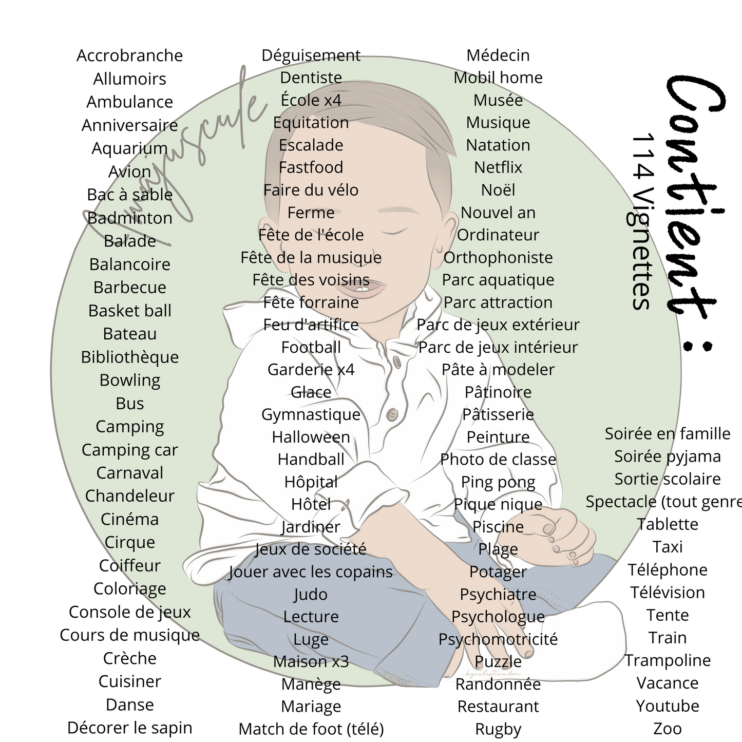 Semainier bleu + 114 vignettes